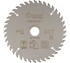 Диск пильный с тефлоновым покрытием по дереву Profi plus 140x1.2/1.8x20/16/12 мм, 40Т CUTOP 75-14040Т
