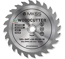 Диск пильный по дереву MKSS Toolbox WC1250 Woodcutter 125x24Тх22,23/20/16 мм WC12502422