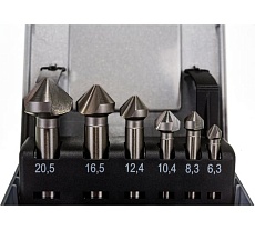 Набор зенковок 90° (6 шт; 6.3, 8.3, 10.4, 12.4, 16.5, 20.5; HSS) Bucovice Tools 741806