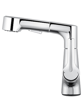 Смеситель для раковины Wonzon&Woghand WW-121B108-CR выдвижной излив, хром