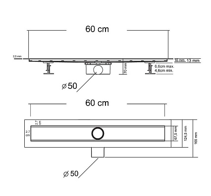 Душевой лоток Vincea Say Optima-S SAY.603.60.S.U 60 см, хром