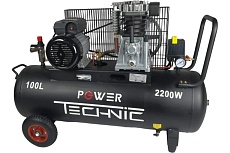 Ременной масляный компрессор Power Technic 220 в, 2200 вт, 2850 об/мин, 470 л/мин, 100 л, 0-10 бар, выходы 3 шт, фильтр влагоотделитель ACB470/100