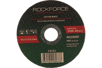 Диск отрезной по металлу (115x3.2x22.23 мм) Rockforce RF-CW104(29630)