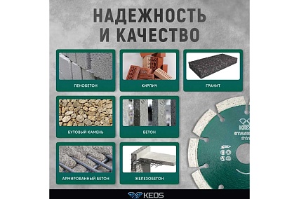 Диск алмазный Standart по бетону (125х22.2) для УШМ KEOS DBS02.125Е