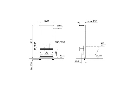 Инсталляция для биде VitrA Frame 780-5820 для стен из ГВЛ