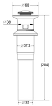 Донный клапан BelBagno BB-PCU-02-IN с переливом, сатин