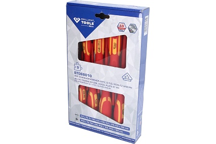 Набор отверток Brilliant Tools VDE SL шлицевые и PH Phillips 9 предметов BT068010