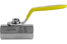 Шаровой кран Hy-Lok 110 серии из нержавеющей стали SS 316, NPT 1/4&quot; внутр. - NPT 1/4&quot; внутр., уплотнение peek, с желтой рукояткой BV-F-4N-PK-YH