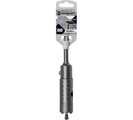 Коронка твердосплавная с адаптером по бетону Basis (30х50х160 мм; SDS-plus) MONOGRAM 089-113