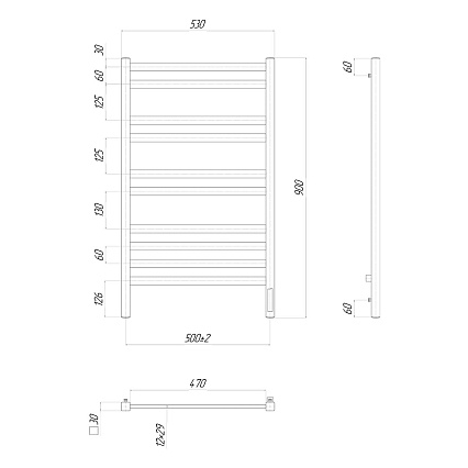 Полотенцесушитель электрический Lemark Melange LM49910Z П10 50x90