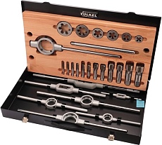 Набор метчиков и плашек VOLKEL G(BSP) 1/8 -1.0 HSS-G 26 предметов V48020