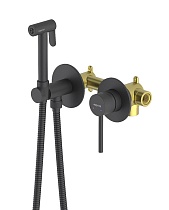 Смеситель Aquatek Европа AQ1319MB с гигиеническим душем, черный матовый