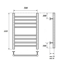 Полотенцесушитель электрический Point PN10156SE П8 50x60 хром