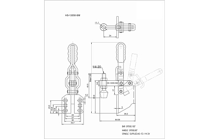 Зажим с вертикальной рукоятью HS CLAMP HS-12050-SM