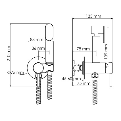 Смеситель WasserKRAFT A70338 с гигиеническим душем, никель