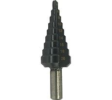 Сверло ступенчатое HSS TiAlN, Gr.2, 4-20 мм, прямая канавка, трёхплоскостной хвостовик ZIRA ZI-500521