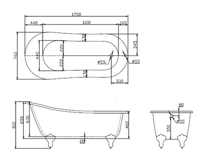 Акриловая ванна BelBagno BB06-1700 170x76 см