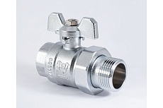 Шаровой кран PROFACTOR PF STANDARD с полусгоном хром, в/н ручка бабочка, 1 дюйм PF UBV 326CW