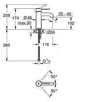 Смеситель для раковины Grohe Essence+ 23590001