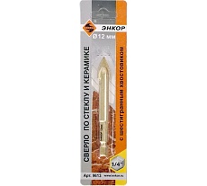 Сверло по стеклу и керамике (12 мм; шестигранный хвостовик) Энкор 9613