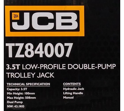 Подкатной гидравлический домкрат JCB 3.5 т, JCB-T84007 /TZ/(58060)