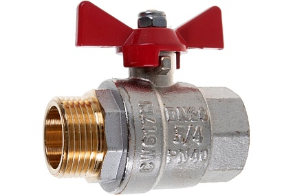 Кран шаровой Valtec Base рукоятка бабочка 3/4" внутренняя-наружная VT.218.N.05