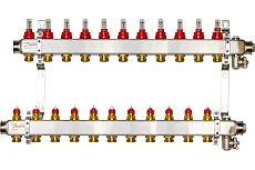 Комплект коллекторов Danfoss SSM-11F с расходомерами и кронштейнами 11 контуров 088U0961