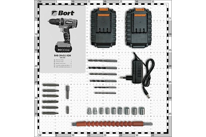 Аккумуляторная дрель-шуруповерт Bort BAB-20x2Li-XDK 93413496