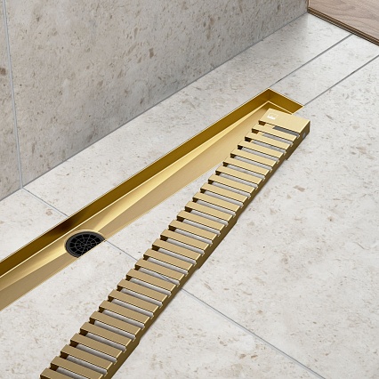 Трап для душа Timo Drain System 800 DS230108/17 80 см, вставка Lines, матовое золото