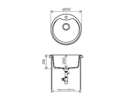 Кухонная мойка Tolero R-108E №911 51 см черный