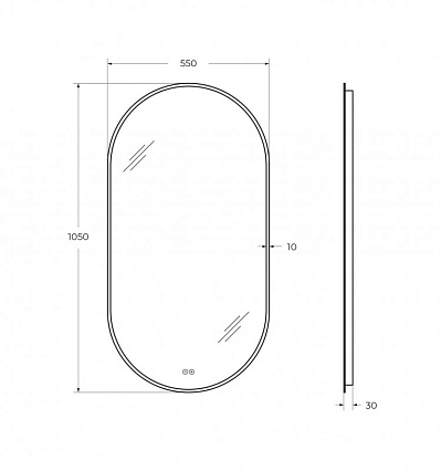 Зеркало Cezares Ellisse 55x105 см с подсветкой CZR-SPC-ELS-550-1050-RGB-TCH