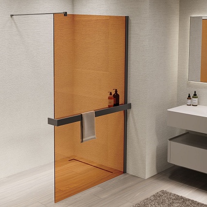 Душевая перегородка Vincea Walk-In VSW-1HR100GSGM 100x200 вороненая сталь, янтарь