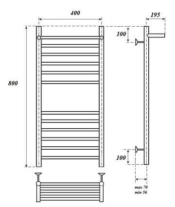 Полотенцесушитель электрический Point PN10148SPE П11 40x80 с полкой, хром