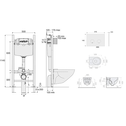 Подвесной унитаз с инсталляцией Valsir Winner S KIT VSCR 7334 Slim P4, 4в1, кнопка хром