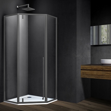 Душевой уголок Vincea Penta VSP-3P900CLGM 90x90 вороненая сталь, прозрачное