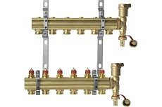 Комплект коллекторов Danfoss FHF-6 set с кронштейнами и воздухоотводчиками 6 контуров 088U0706