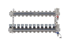 Коллекторная группа PROFACTOR латунь, с регулирующими клапанами, в сборе, 1х12 выходов 3/4 ЕК PF MB 804.12