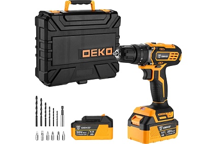 Аккумуляторная ударная дрель-шуруповерт Deko DKCD20 Impact 20 В, 2х4.0 Ач 063-4420