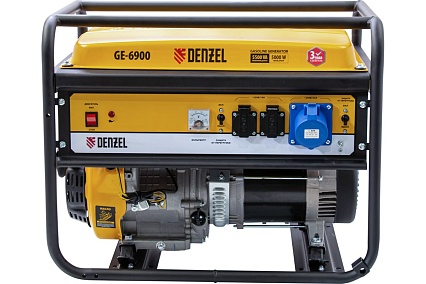 Бензиновый генератор Denzel GE 6900 5,5 кВт, 220В 50Гц, 25 л, ручной старт 94637