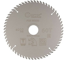 Диск пильный с тефлоновым покрытием по дереву Profi plus 200x1.5/2.2x32/30/25.4/20 мм, 60Т CUTOP 75-20060Т
