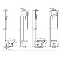Унитаз с высоким бачком Simas Lante LA01bi/LA02bi + LA06bi, золото