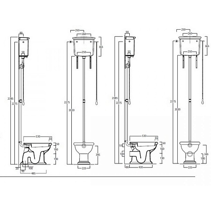 Унитаз с высоким бачком Simas Lante LA01bi/LA02bi + LA06bi, золото