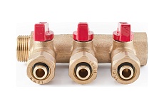Коллектор с шаровыми кранами PROFACTOR в/н 3/4&quot; х 3 вых 16 цанга PF MVP 266.3