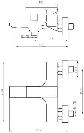 Смеситель для ванны Orange Lutz M04-100b черный