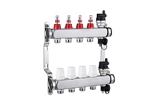 Блок коллекторный KROMWELL 1&quot;, из нержавеющей стали, с расходомерами, 3 отвода 3/4&quot;EU KW.SM6000635