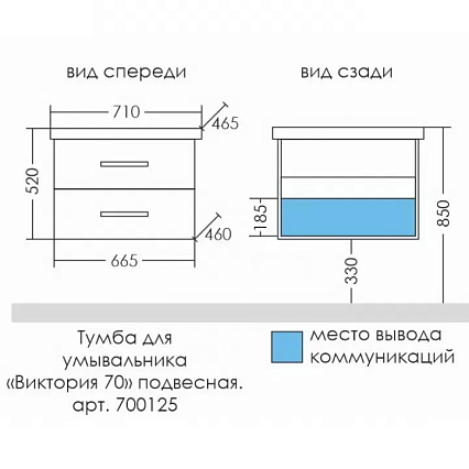 Мебель для ванной Санта Виктория 70 см подвесная, белый