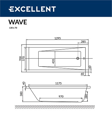 Акриловая ванна Excellent Wave 130x70