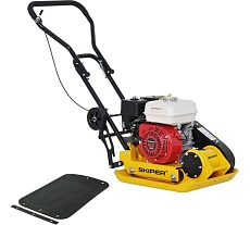 Виброплита SKIPER C90H-WM (Honda GX160, 5.5 л.с, плита 54x42 см, 15кН, 25м/мин, рез. ковр, колеса) 00-00008181