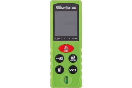 Лазерный дальномер с пузырьковым уровнем Сибртех PM-40 38010