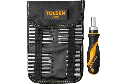 Набор вставок (бит) TOLSEN 1/4", PH, PZ, Torx, Slotted, 26 предметов 20186